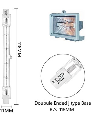 Fmark Halojen Rs7 4800LM Ampul Halojen Spotlar Bulb-Halojen Lamba WÜRTH-R7S-240W -117,6MM