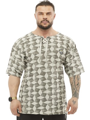 Big Sam Geniş Kesim Bağcıklı Natural T-Shirt Big Sam 2815