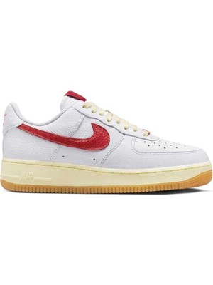 Nike Air Force 1 '07 Leather White Hakiki Deri Unisex Sneaker Ayakkabı Beyaz Kırmızı Swoosh