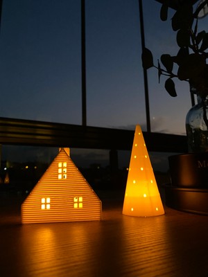 Root Made Kış Evi Tealight Mumluk Cam Ağacı Mumluk Yılbaşı Süsü Yeni Yıl Ev Mumluk 2'li Set Noel Hediyesi