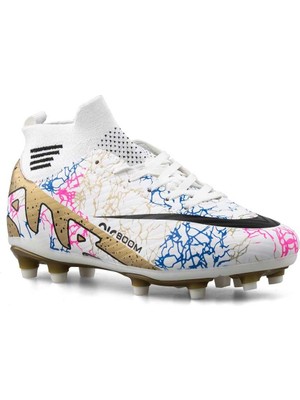 Air Laliga Krampon Çoraplı - Beyaz/altın/desenli