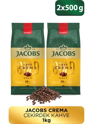 Jacobs Cafe Crema Yumuşak İçimli Çekirdek Kahve 500 Gr x2 Adet Türkiye Menşeli