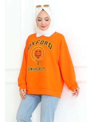 İlkimay Oxford Baskılı Gömlek Yaka Tunik 1100 - Turuncu