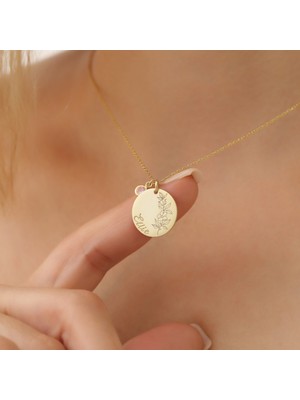 Nox Jewelry 925 Ayar Gümüş Doğum Taşlı Çiçek Desenli Isim Kolye