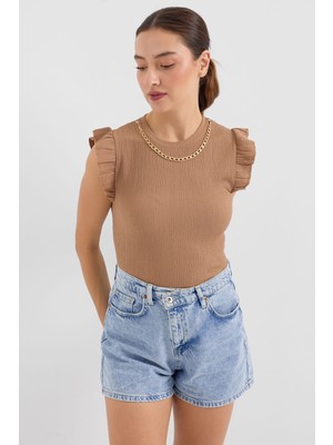 Bigdart 0430 Örme Bluz - Camel