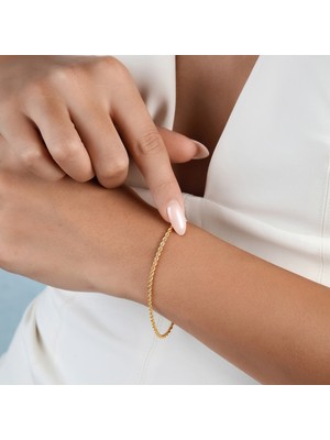 Altın Kesesi 14 Ayar Altın Halat Burgu Bileklik