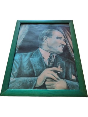 Ony Yapım 27X33 cm Ebatlarında Mustafa Kemal Atatürk Baskılı Vintage Tablo