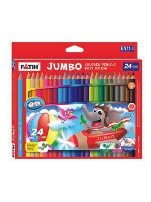 Fatih Jumbo 24 Renk Set Tam Boy Beyaz Renkli Kuruboya Kalemler 24 Parça