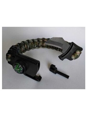 Öz Tuğba Paracord Bileklik Bıçak Pusula Ateş Başlatıcı ve Ikaz Düdüğü