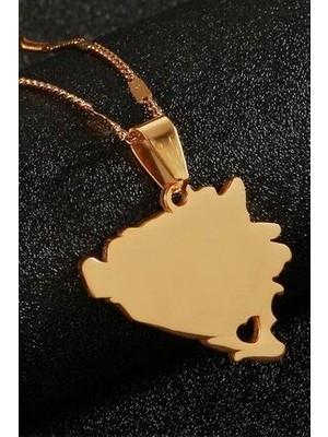 Agai Silver Bosna Hersek Bayrağı Altın Kaplama Gümüş Kolye