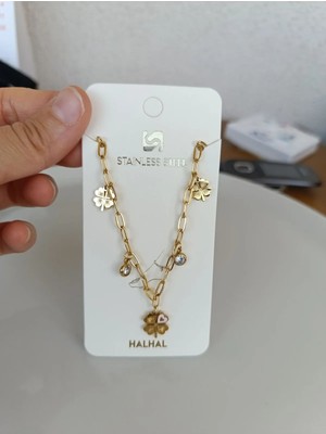 Renna Yonca Taşlı Halhal Gold Çelik