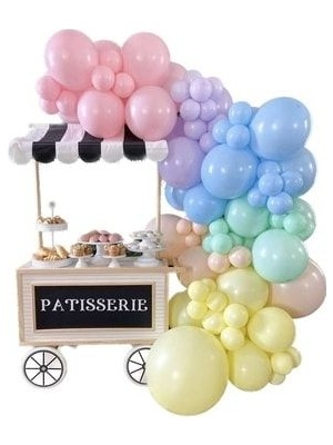 Kalisan Makaron Balon 12"-5'' Inç Karışık Renk Balon Zinciri Seti