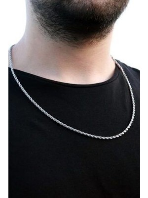 Koba Erkek Gri Burgu Çelik Zincir Kolye