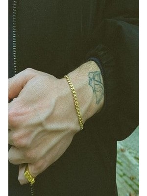 Koba Erkek Altın Kaplama Çelik Zincir Bileklik