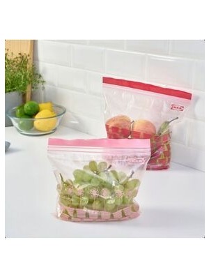 IKEA Istad Kilitlenebilir Buzdolabı Poşeti,kırmızı 50PARÇA 25X24CM 25 ADETTIR.21X19CM 25ADETTIR