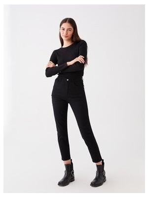 ByCukurovaFrango Lucas Siyah Süper Yüksek Bel Boyfriend Kadın Jeans Kot Pantolon Mom 2024