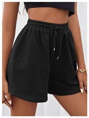 Yustex Yx Sport Kadın Siyah Şort Rahat Giyim Mevsimlik Şort
