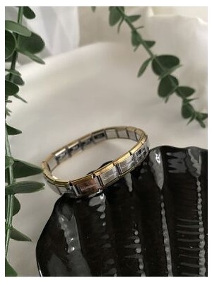 T. Keskin Giyim Altın Gümüş Italyan Charm Esnek Çelik Bileklik Şık Tasarım ve Dayanıklı Malzeme