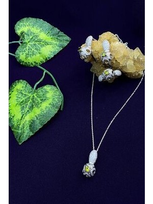 Agai Silver Mühr'ü Aşk Model Model Sarı Safir ve Zirkon Taşlı Gümüş Üçlü Set