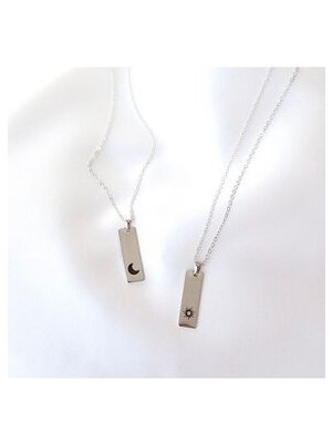 Agai Silver Güneş Ay Model Sevgili Çift Gümüş Kolye