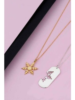 Agai Silver 925 Ayar Gümüş Kar Tanesi Çift Kolye