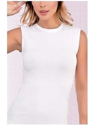 Urban Bold Bisiklet Yaka Kolsuz Beyaz Kadın Body