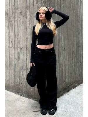 ByCukurovaFrango Kadın Siyah Wide Leg Geniş Paça Jean Pantolon 2024