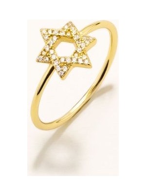 Marie Claire 18 Ayar Altın Kaplama Gümüş Yıldız Figürlü Yüzük Zirkon Taşlı