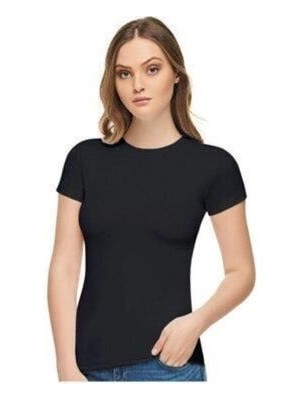 Urban Bold Basic Yaka Kadın Siyah Kısa Kol Body