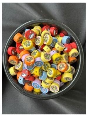 Bijumix Aksesuar 25 Adet 10 mm Polimer Kil Fimo Pokemon Temalı Figürlü Boncuk, Takı Yapımı