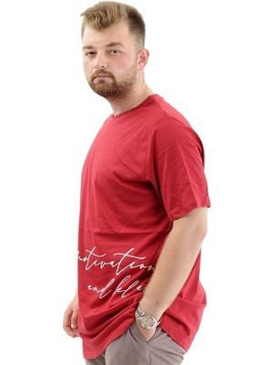 Superxl T-Shirt Bıs Yaka Belıef 24085 Bordo