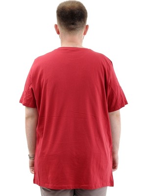 Superxl T-Shirt Bıs Yaka Belıef 24085 Bordo