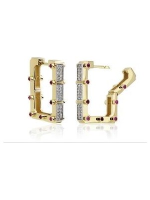 Nice Boutique Pembe Taşlı Gold Çelik Serenay Küpesi