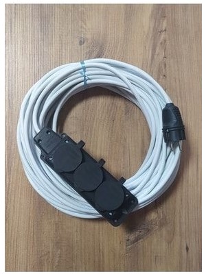 Ogs 3x2.5 Ttr 25 Metre Çok Telli Beyaz Renk Izolasyonlu Topraklı Üçlü Grup Priz Seyyar Uzatma Kablosu