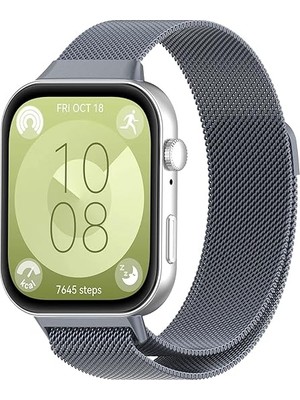 Dexmon Huawei Watch Fit 3 Uyumlu 22MM Paslanmaz Mıknatıslı Metal Hasır Terleme Yaptırmaz Flexible Lüx Kordon Kayış