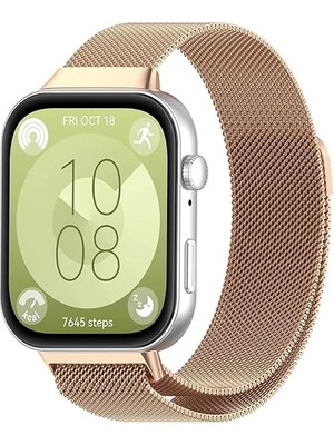 Dexmon Huawei Watch Fit 3 Uyumlu 22MM Paslanmaz Mıknatıslı Metal Hasır Terleme Yaptırmaz Flexible Lüx Kordon Kayış