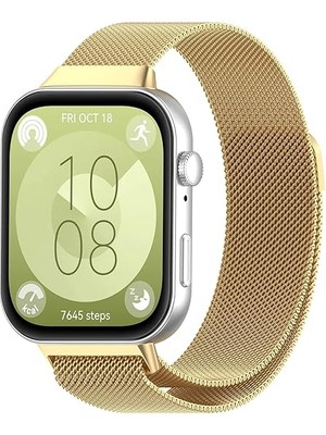 Dexmon Huawei Watch Fit 3 Uyumlu 22MM Paslanmaz Mıknatıslı Metal Hasır Terleme Yaptırmaz Flexible Lüx Kordon Kayış