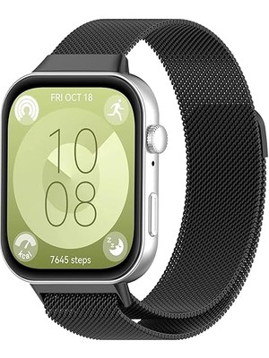 Dexmon Huawei Watch Fit 3 Uyumlu 22MM Paslanmaz Mıknatıslı Metal Hasır Terleme Yaptırmaz Flexible Lüx Kordon Kayış