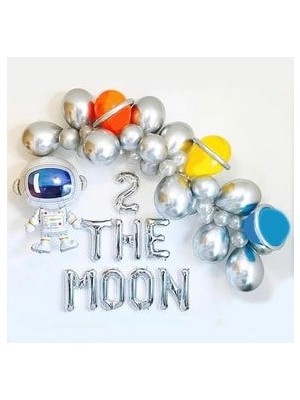 2 The Moon Astronot Balon Zinciri Full Set Uzay Roket Balon Zincir Seti (2 Yaş Içindir)
