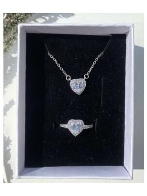 DMR Accessoire Kalpli Kolye Yüzük Seti Sevgililer Günü Hediyesi