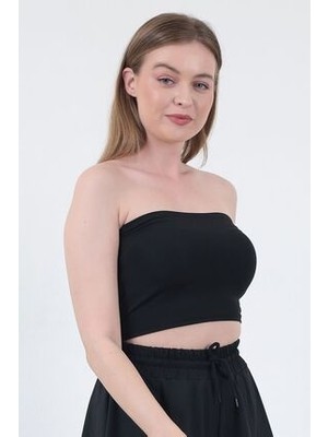 Ways Kadın Siyah Straplez Büstiyer Crop