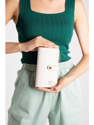 İmpolo Solin Krem Kadın El ve Cep Cüzdanı 10X18.5 Ebatında