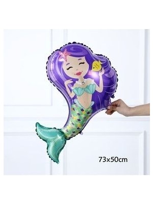 Deniz Kızı Kuyruğu Deniz Kabuğu 102CM Gümüş Rakam Balon Mermaid Deniz Kızı Konsepti