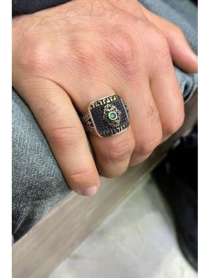 Agai Silver Fleur De Lis Zambak Işlemeli Mikro Zirkon Taşlı Gümüş Erkek Yüzük