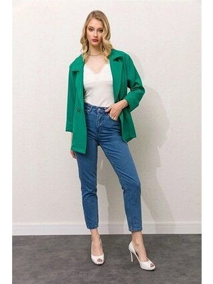 ByCukurovaFrango Asya Xtc Mavi Solmaz Mom Jean Kadın Boyfriend Yüksek Bel Power Likra