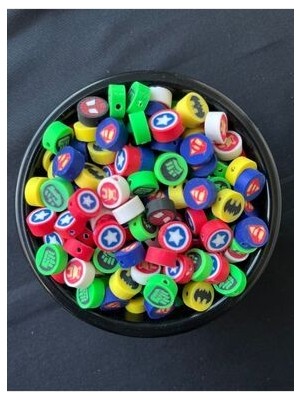 Bijumix Aksesuar 25 Adet 10 mm Süper Kahramanlar Figürlü Polimer Kil Fimo Boncuk Bileklik Takı Kolye Yapımı