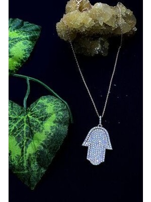 Agai Silver Fatma Ana Eli Model Rose Kaplama Zirkon Taşlı Gümüş Kadın Kolye