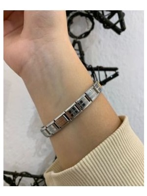 Kaeria Accessory Gümüş Altın Kırmızı Çiçek Detaylı Çelik Italyan Charm Bileklik