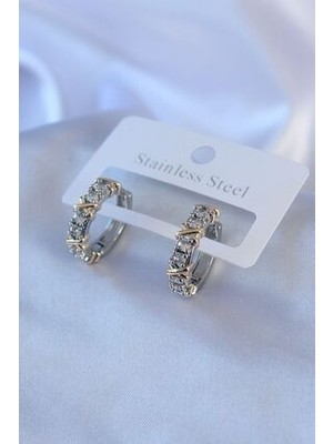 Clariss 316L Çelik Gümüş Renk Zirkon Taşlı Xoxo Model Kadın Küpe - BJ-BKP7776