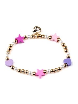 Charm It ! Gold Heart & Star Stretch Boncuk Bileklik
